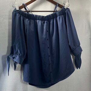 by & by Off-Shoulder Navy Blouse- size M